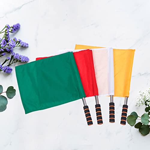 4Pcs 4Pcs Referee Flag Sports Track Field Competition Flag Stainless Steel Hand Flag Flag Sponge Handle For Soccer Football Volleyball Competition Supplies ( Yellow, Red, Green, White ) #TOP1