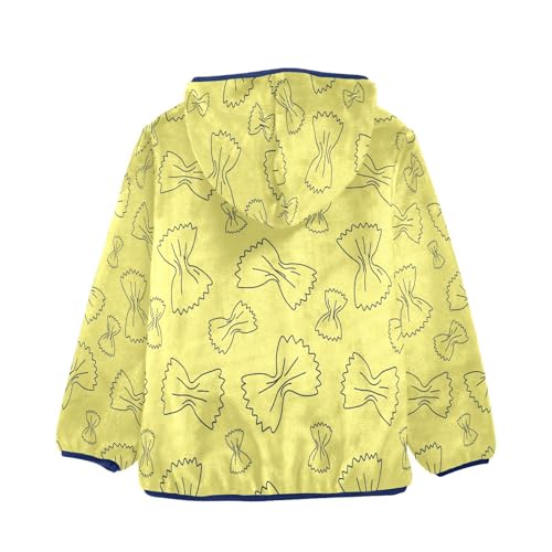 Bow Tie Pasta Yellow Pattern Toddler Fleece Jacket Girl Boys Hooded Fleece Jacket Coat Warm Outwear Zip-up 3-10T2