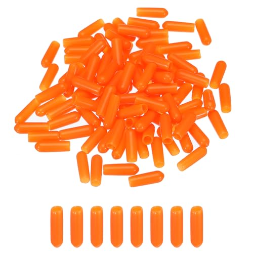 Image of MECCANIXITY 100pcs 4mm Rubber End Caps Cover PVC Vinyl Screw Thread Protector Round Wire Shelf Caps for Screw Bolt Pipe Fence Post, Orange