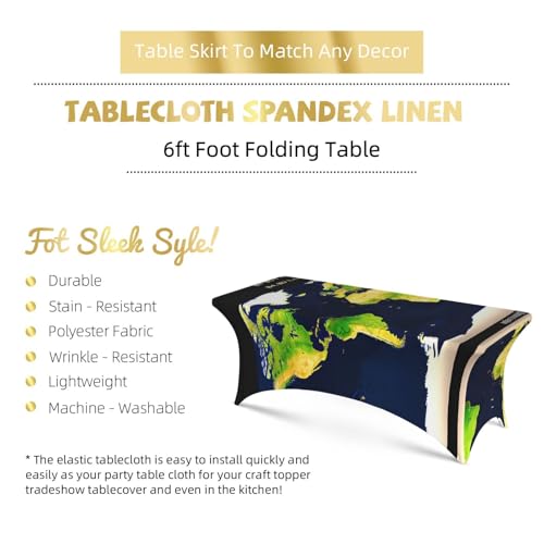 Nappe de table extensible 1,8m en élasthanne imprimé carte du monde pour banquet et fête - 6