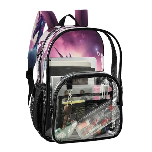 Galaxy Horse Clear Backpack - Stadium Approved Large 15.7-inch Waterproof Transparent Bag for Sports, Concerts, Work, Travel#602