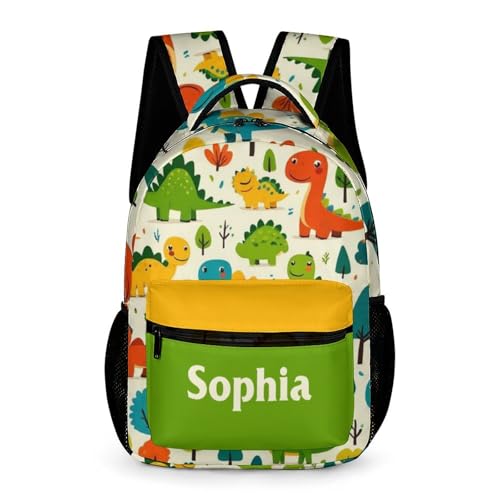 Custom Dinosaur Pattern Backpack for Kids Personalized Student Bookbag with Name Casual School Bag Daypack for Girls Boys Child