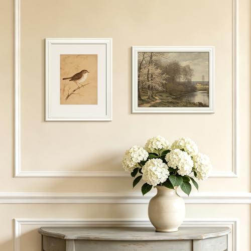 Image of upsimples 8.5 by 11 Picture Frame, Vintage Frames Decor, 1Pack White | Fit 6x8 and 8.5x11 Photo, Wall or Tabletop Display, Antique-style Decoration, Rustic Farmhouse Decor, For Weddings