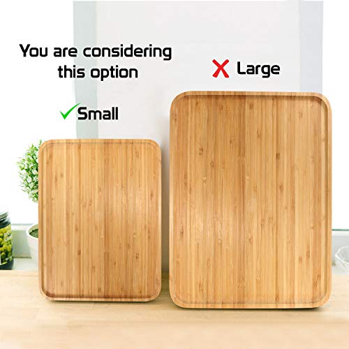 Image of HOKIPO Wooden Bamboo Serving Tray, Small, Rectangular