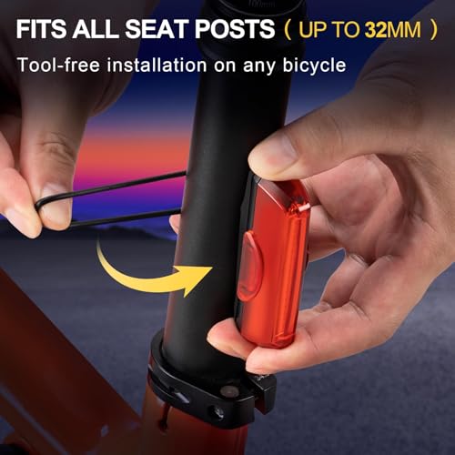 Luz trasera para bicicleta recargable USB, súper luminosa de 50 lúmenes, lámpara trasera de bicicleta LED, se engancha fácilmente para servir como iluminación trasera roja para una seguridad óptima en - imagen 5