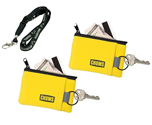 Chums Floating Marsupial Wallet Outdoor Keychain Sports Floatable Wallet | Great for Boat, Beach, and Water Sports | 2pk Bundle + Lanyard