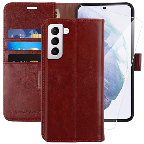 MONASAY Wallet Case for Samsung S22+ Plus with 3 Card Holders - Burgundy