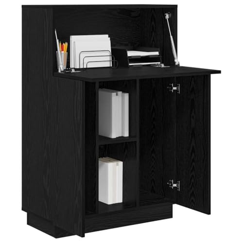 vidaXL Escritorio con Estante Roble Negro 71.5 x 31.5 x 106.5 cm, Escritorio Moderno, Almacenamiento Duradero, Mueble Compacto para Oficina, Estudio Actual, Espacio de Trabajo Funcional