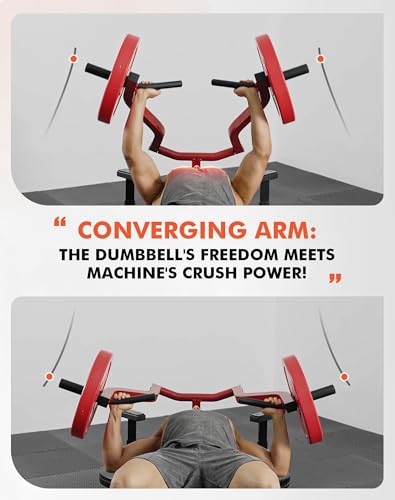 Image of GMWD Chest Press Machine, Bench Press Machine with Independent Converging Arms, Adjustable Flat Incline Bench for Chest, AB Workouts, Shoulder Home Gym Equipment