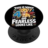 4th Birthday This is What 4 and Fearless Looks Like PopSockets Adhesive PopGrip
