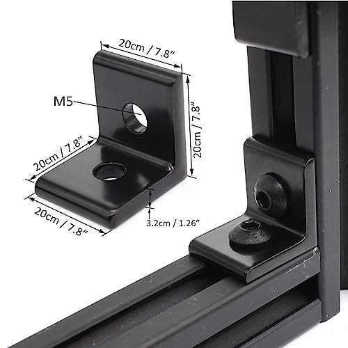 Image of 20Pcs 2020 Aluminum Extrusion T Slot Corner Bracket 20 Series Extruded Hardware L Connector with M5 Nuts Bolts for 20 /20 20mm T V Slot Black Aluminum Profile Rail Accessories