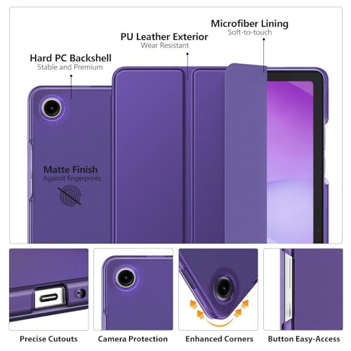 Image of MoKo for Samsung Galaxy Tab A11 Plus / A11+ Case 11 Inch 2026, Galaxy Tab A9 Plus / A9+ Case 11 Inch 2024, Slim Stand Hard PC Translucent Back Shell Smart Cover, Auto Wake /Sleep, Deep Purple