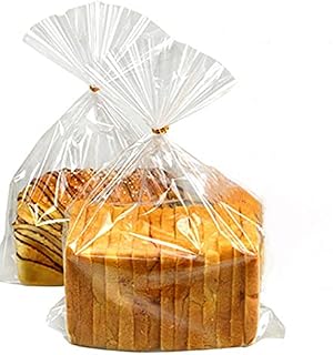 Bread Bags with Ties, Reusable, 100 Clear Bags and 100 Ties Polyethylene Bags for Home, Bakeries and Other Food Industry Businesses.