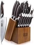 HOSHANHO 16-Piece Couteau, Couteaux de cuisine en acier inoxydable à haute teneur en carbone, Ultra Couteau de chef Sharp ensemble avec aiguiseur