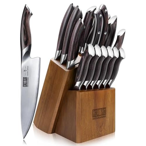 HOSHANHO 16PCS Knife Set, Ultra Sharp Japanese Kitchen Knife Set with Block