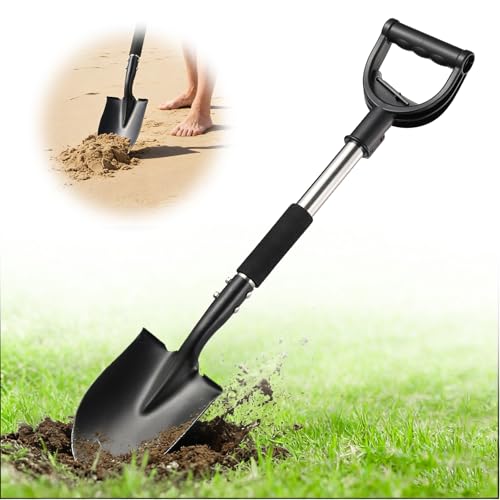 Garden Shovels for Digging 31 Inch Small Shovel Heavy Duty Metal Digging Shovel with D-Handle Grip Short Kids Shovels for Digging Mini Spade Shovel for Gardening Camping Beach Car Snow Removal
