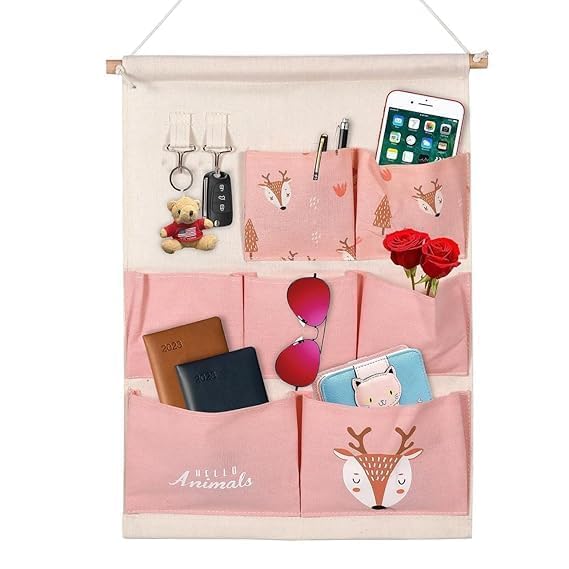 7 Pocket Door Hanging Organizer | Over the Door Storage Bag with Large Hanging Pockets for Bedroom, Bathroom, Nursery & Closet-image-3