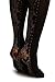 LissKiss Black With Wide White Floral Seam - Stay - Up Thigh High Hold Ups (Stockings)