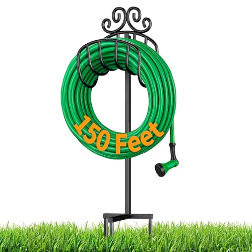 AMAGABELI GARDEN & HOME Hose Holder for Outside Freestanding 150 Feet Holds Heavy Duty Metal...