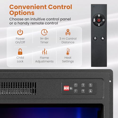 Inserto de chimenea eléctrica empotrada de 18" con calefactor de 750W y 1500W 4