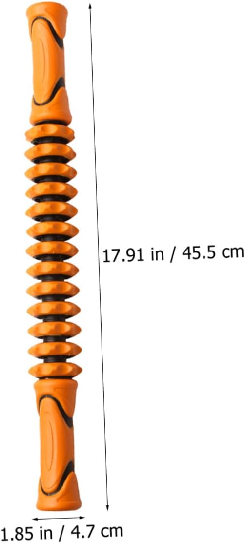 Yoga Roller Muscle Massager Stick, Manual Massage Rolling Tool for Muscle Relief and Body Relaxation, Orange Yoga Massage Roller for Fitness and Fascia Therapy