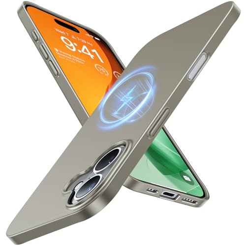 TORRAS Magnetic Slim-Fit for iPhone 16 Case 6.1 inch, Ultra-Thin 16 Phone Case Compatible with MagSafe Phone 16 Case, Light Anti-Scratch Matte Hard PC Bayer OriginFit, Natural Titanium