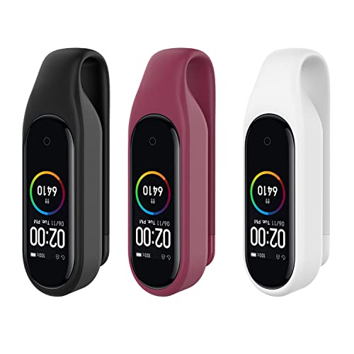 Clip for Compatible with Xiaomi MI Band 7/7 NFC/6/6 NFC/5/5 NFC Band Clip Holder Case Replacement Soft Silicone Strap Accessories for Amazfit Band 5 Clip Case Accessory (Black,White,Red)