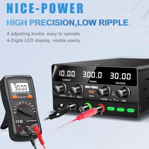 Image of NICE-POWER DC Power Supply Variable 30V 10A, 300W Encoder Adjustable Switching Regulated High Precision 4-Digits LED Display 5V /2A USB Port Bench Lab Power Supplies with OCP OVP Output Button