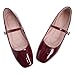 TN TANGNEST Women's Ballet Flats Fashion Mary Jane Flats Shoes for Women Cute Square Toe Slip on Dress Flats Wine red 38(6.5)