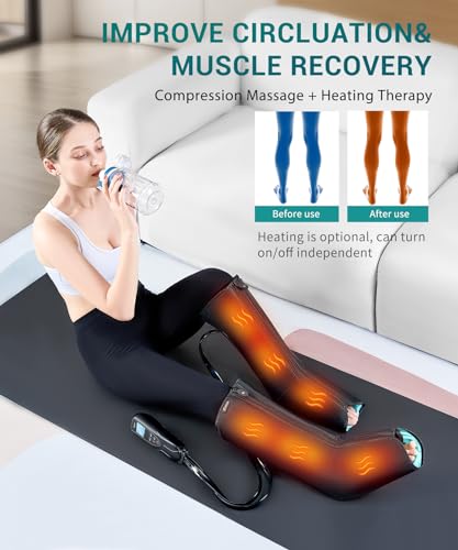 Sotion Leg Massager with Heat and Compression for Circulation & Recovery, Upgraded Foot Calf Thigh Sequential Massager Device with Handheld Controller, 4 Modes 4 Intensities, Help for Leg Pain Relief - Thumbnail 4