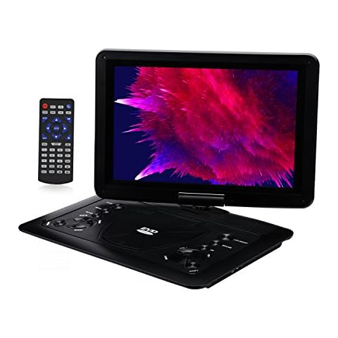 YOOHOO 16.9'' Portable DVD Player for Car with 14.1'' 270°Swivel High Definition LCD Screen, up to 1366 * 768，Supports SD Card/USB/CD/DVD (Black) Cover