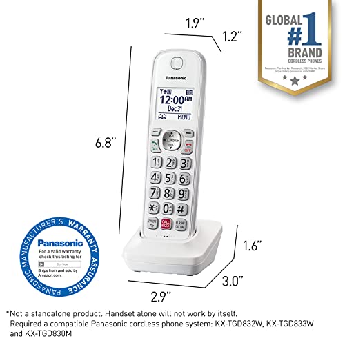 Panasonic Cordless Phone Handset Accessory Compatible with KX-TGD83x Series Cordless Phone Systems - KX-TGDA83W (White) by Panasonic - Image 2