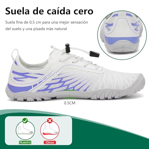 Miniatura 4 de Saguaro Barefoot Zapatillas Mujer Escarpines De Agua Secado Rápido Zapatos Minimalistas Ligeras Calzado Descalzos Con Puntera Ancha, Morado Claro, 38 Eu