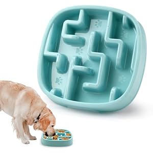 Joyfia Slow Feeder Dog Bowl, Anti-Choking Puzzle Feeding Bowl for Dry, Wet & Raw Food, Slow Down Eating, Prevents Overeating, Puppy Training, Maze Dog Dishes for Small Medium Breeds Cats Pets (Blue)