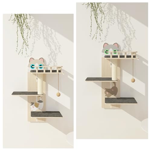 Estantes de pared para gato, kit de 3 plataformas miniatura 2