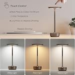 2 Pack Rechargeable Table Lamps Cordless, Portable 5000mAh Outdoor Table Light, 3 Color Stepless Dimming LED Table Lamp with Memory Function, for Home/Dinner/Patio/Restaurant.(Light Cafe)