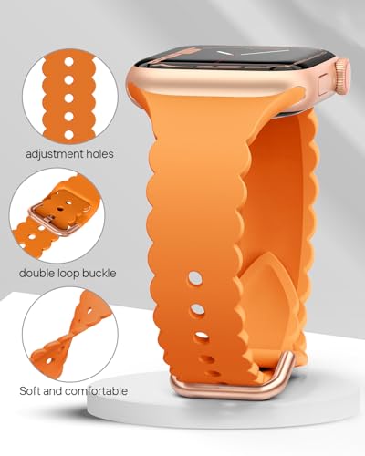 Sunnywoo Lace Sport Silicone Band Compatible with Apple Watch 38mm 40mm 41mm 42mm 44mm 45mm 46mm 49mm for Women, Soft Wristband Waterproof Replacement for iWatch Series Ultra 10 9 8 SE 7 6 5 4 3 2 1