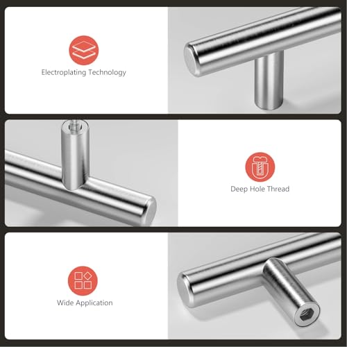 Image of homdiy 15 Pack Brushed Nickel Cabinet Pulls 3 Inch Handles Stainless Steel Cabinet Hardware for Kitchen and Bathroom Cabinets, 5 Inch Overall Drawer Pull