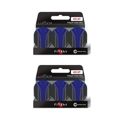 LSTYLE Dart Flights: L1 EZ Standard - for Soft Tip and Steel Tip Darts - 2 Pack Inception Blue