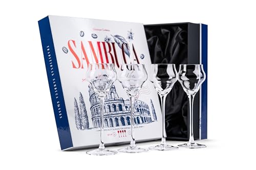 El Mejor Listado de Copas para digestivos y licores . 40 Copas Pequeñas de Cristal para Sambuca y Cordial | Juego de 4 | 90 ml | Vasos Altos de Tallo Largo para Licores, Sobremesa, Amaros, Aperitivos, Digestivos | Elegantes Copas con...