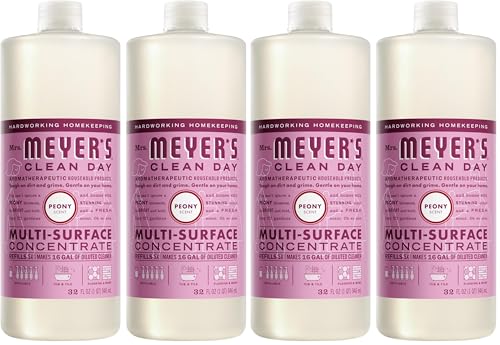 Image of Mrs. MEYER'S CLEAN DAY Multi-Surface Everyday Concentrate, Peony Scent, 32 Fl Oz Bottle (Pack of 4)