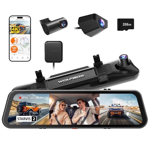 Image of WOLFBOX G900 Tripro Cabin Version Dash Cam for Car, 3 Channel 4K Mirror Dashcam, 8MP STARVIS 2 IMX678, 4K Front+1080P Inside+2.5K Rear Car Dash Camera, 5.8GHz WiFi, Voice Control, 256GB Card Included