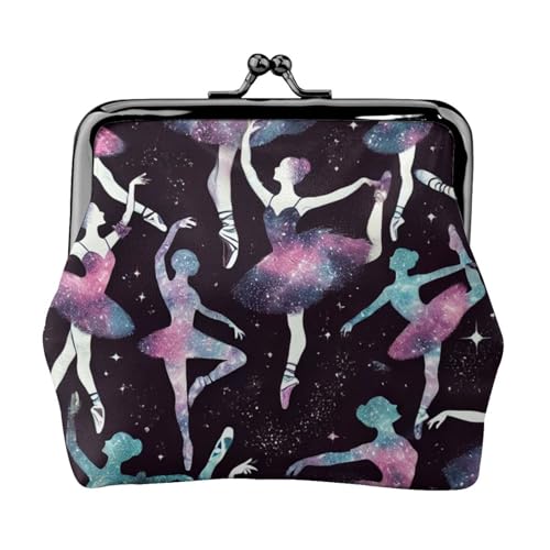 Pu Leather Buckle Coin Purse Galaxies-Ballet-Dancers Girls Kiss-Lock Change Purse Wallets