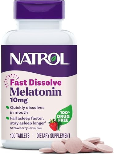Natrol Melatonin 10 mg Fast Dissolve Tablets, Strawberry...