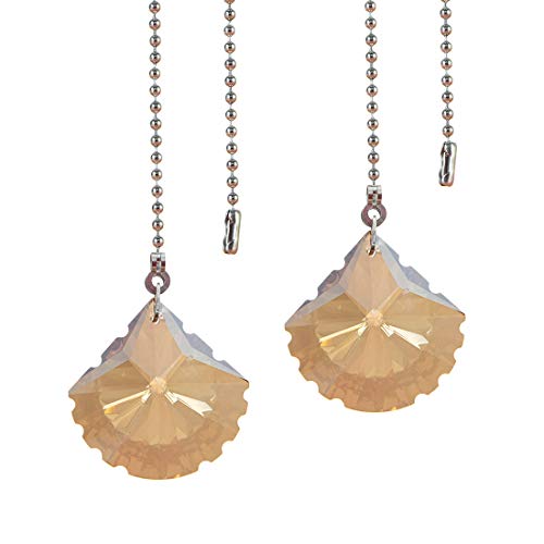 Image of 2 PCS Crystal Champagne Prism Drop Ceiling Fan Pull Chain Extender Decorative Switch
