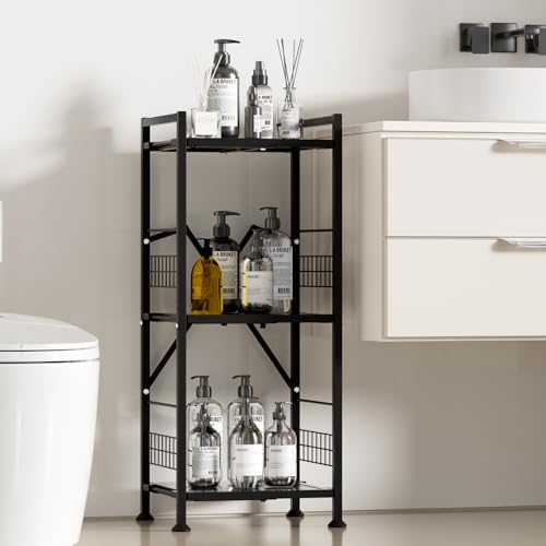 Himix 3-Tier Bathroom Shelves Expandable Narrow Shelf Metal Shelving Unit