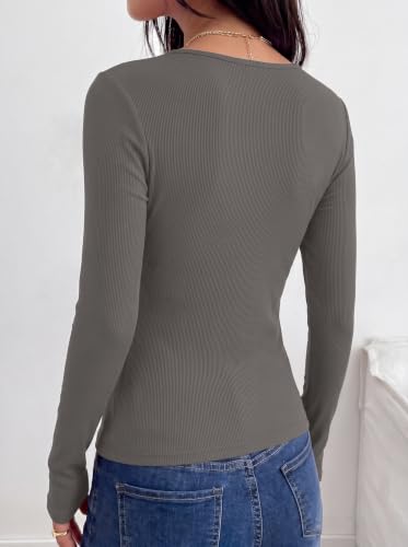 Ekouaer Long Sleeve Shirts for Women Ribbed Top Slim Fit Thermal Undershirt - image 5