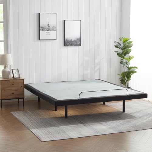 Image of Nestl S1000 Queen Adjustable Bed Frame, Queen Adjustable Bed Base with Wireless Remote, Head and Foot Incline, Zero Gravity, Anti Snore, Zero Clearance, Okin Motors