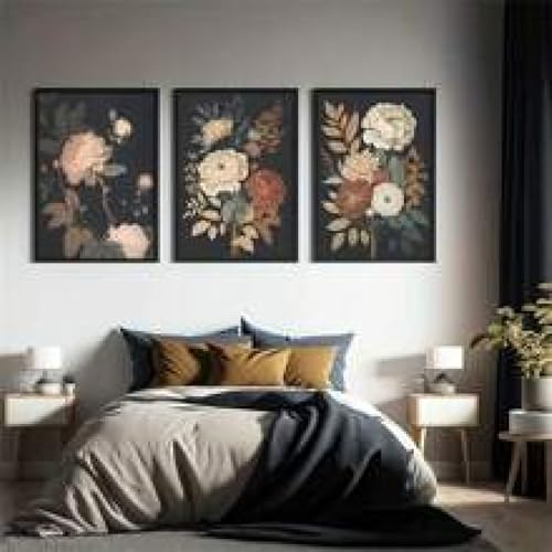 Art sur toile de fleurs au style dark academia et esthétique antique