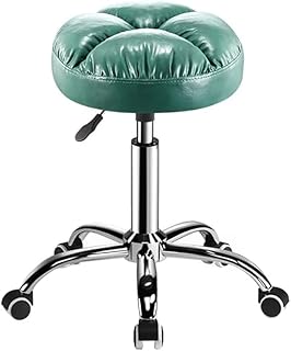 KNOXC Stools,Rolling Stool on Wheels Salon Barber Stool Stool Height Adjustable Swivel Stool Chair for Salon, Factory, Salon Shop Bar Clinic Pu round Swivel Chair/Leather Green/Four Grids